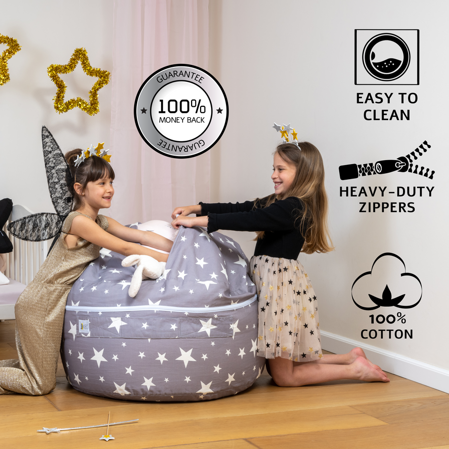 Smart Wallaby 2-Sizes in-1 XXL Expandable Child’s Stuffed Animal Storage Bean Bag Chair