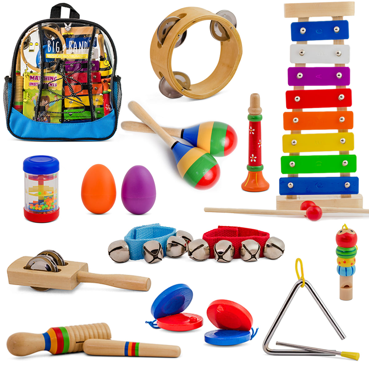 Blue Musical Set -25 Pcs. Percussion Instruments | Smart Wallaby