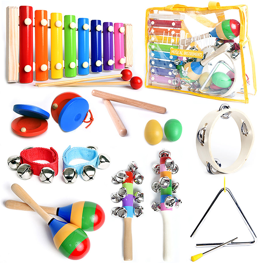Musical Set -15 Wooden Percussion Instruments Smart Wallaby